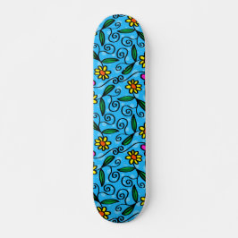 Abstract Floral Skateboard
