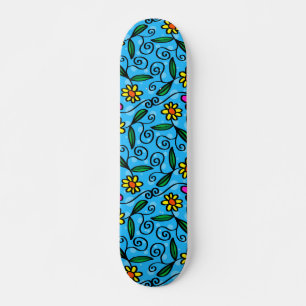 Abstract Floral Skateboard