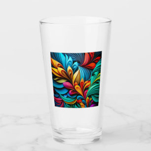 Abstract Flowers Glass Tumbler