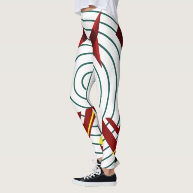 Abstract Geometric Leggings - Trendy Activewear (Step into bold style with these abstract art leggings, designed for comfort and creativity.)