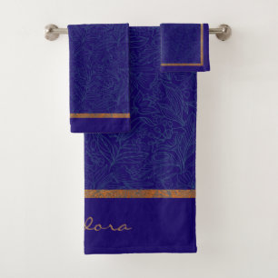 Abstract Gold Cobalt Floral