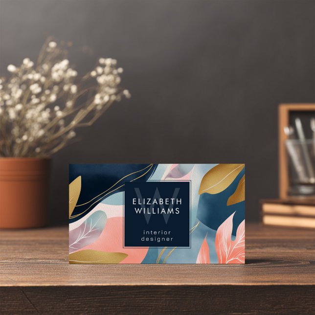 Abstract Leaves Botanicals Monogram Business Cards (Subido por el creador)