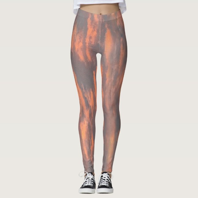 Abstract Peach Gray Guay All-Over Print Leggings (Anverso)