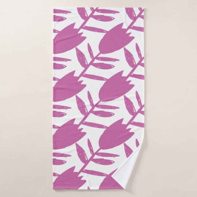 Abstract pink bluebell flowers seamless pattern on (Toalla de baño)