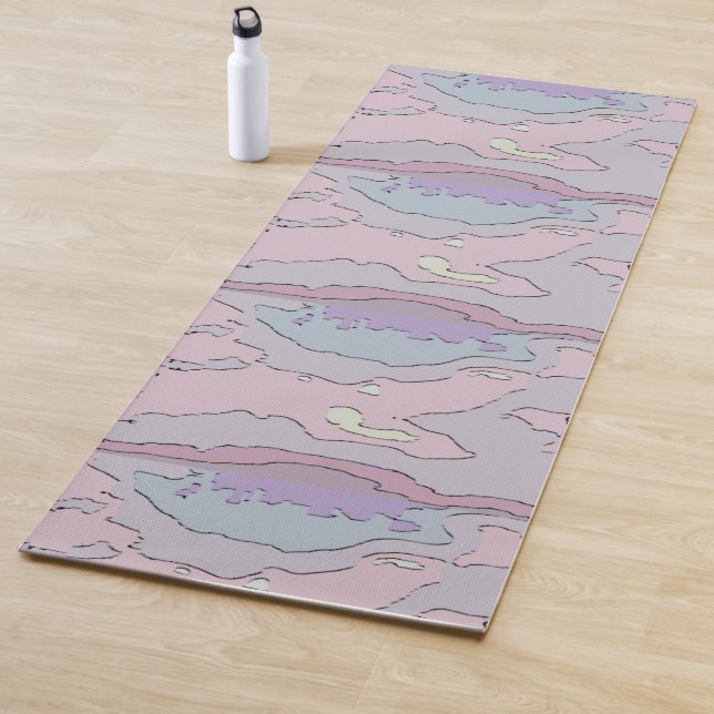 🌸 Abstract Pink & Purple Yoga Mat (In situ)