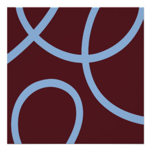 Abstract Poster – Blue Lines Burgundy