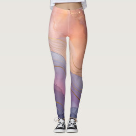 Abstract Purple Peach Leggings