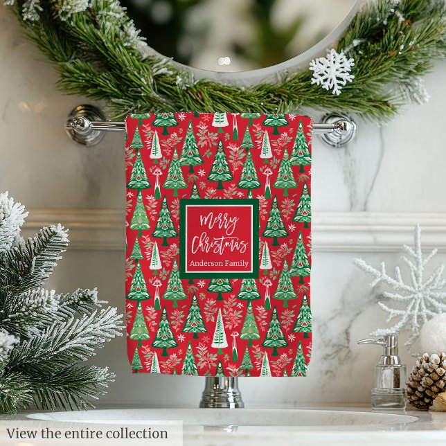 Abstract red and green Christmas preppy towel wrap (Abstract red and green Christmas preppy towel wrap)