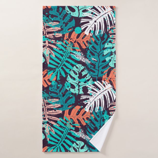 Abstract seamless tropical leaves pattern. Creativ (Toalla de baño)