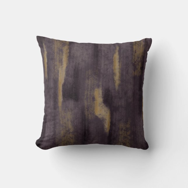Abstract Soft Hues Deep Plum & Gold Cojín decorati (Anverso)