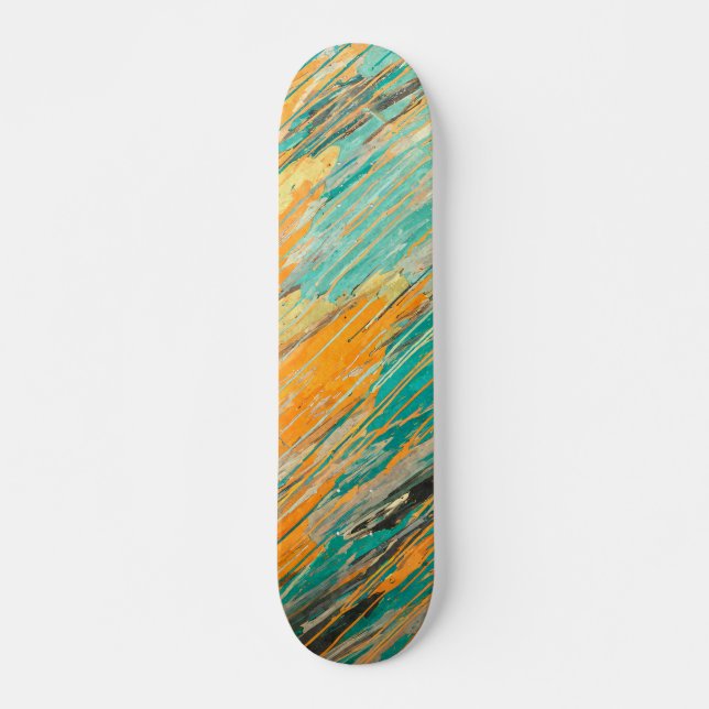 Abstract Teal Orange Textured Skateboard Deck (Anverso )