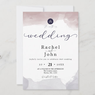 Abstract Watercolor Casual Wedding Invitación