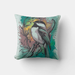 Abstract Watercolor Chickadee - Cojín decorativo V