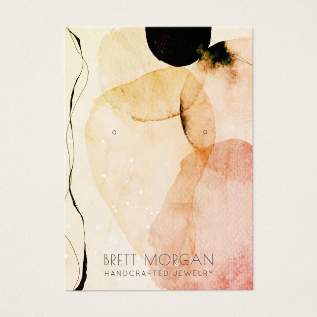 Abstract Watercolor Earring Jewelry Display Cards (Frente)