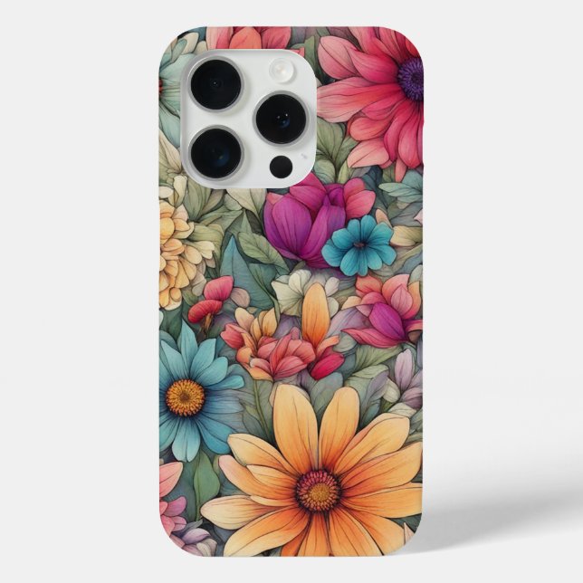 Abstract Watercolor Floral - Fundas para iPhone 15 (Reverso )