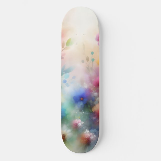 Abstract Watercolor Florals Skateboard (Anverso)