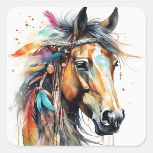 Abstract Watercolor Horse Pegatinas