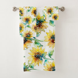 Abstract Watercolor Sunflowers Seamless Pattern
