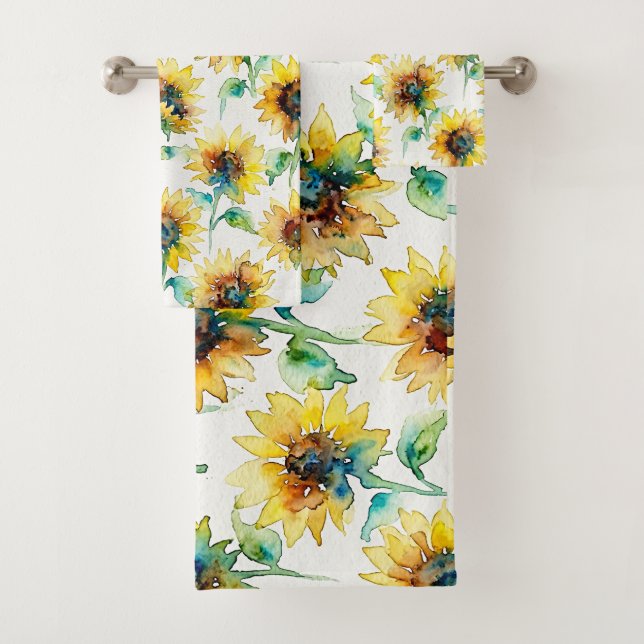 Abstract Watercolor Sunflowers Seamless Pattern  (In situ)