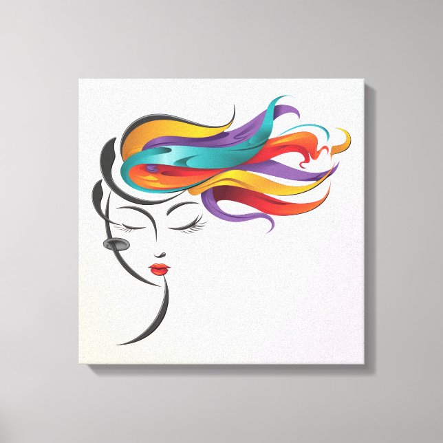 Abstracta mujer con colorido arte en el pelo (Anverso)
