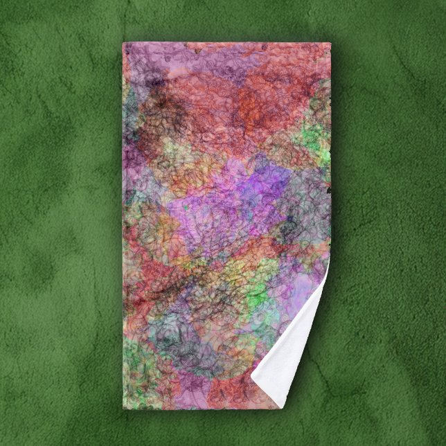 Abstracto Acuarela Aspecto De Colores Mutados Gira (Abstract design swirls of pretty pastel colours grey squiggle lines on bath hand towel.)