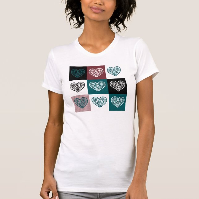 Abstracto Camiseta Corazón Floral (Anverso)