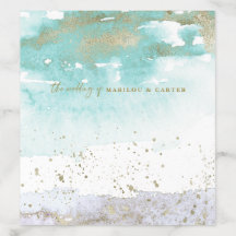 Abstracto color de agua de lavanda turquesa dorada