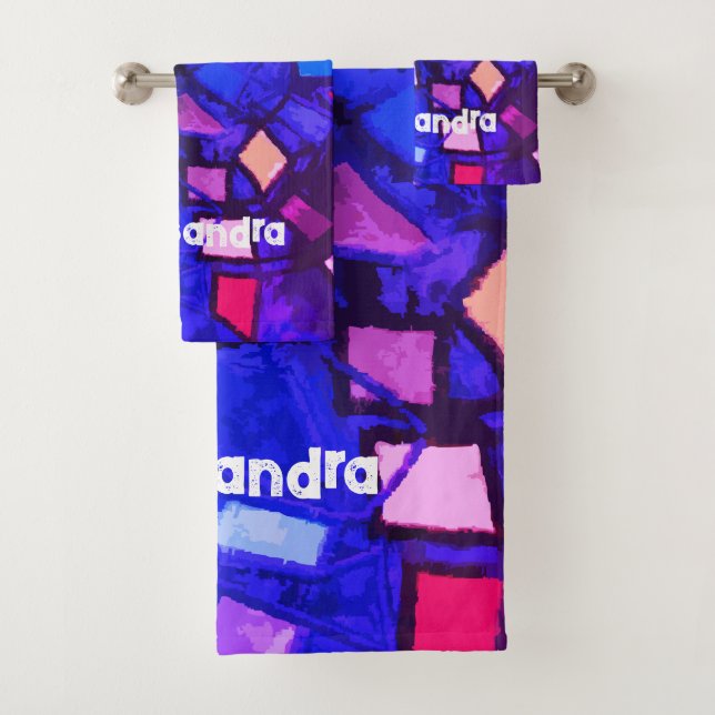 abstracto colorido rosa azul marino monograma colo (In situ)