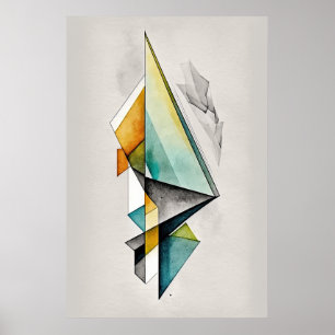 Abstracto de acuarela geométrica arte ai