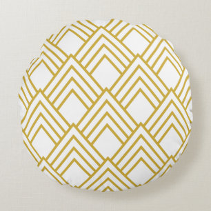 Abstracto de almohada geométrica, blanca y dorada 