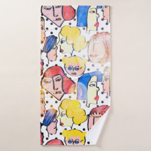 Abstracto de la mano la mujer dibujante enfrenta a