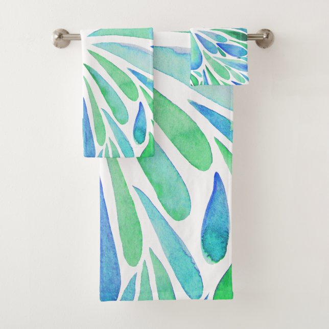 Abstracto de la quema de acuarela floral y azul (In situ)