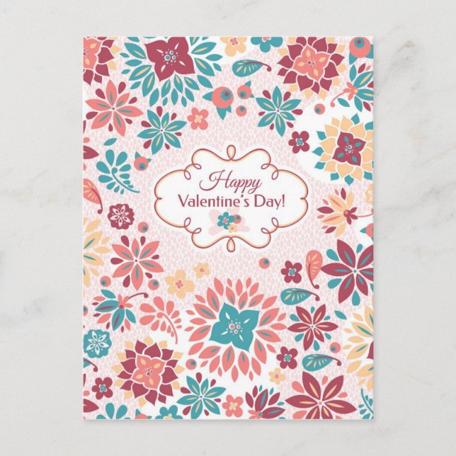 Abstracto El día de San Valentín Tarjeta Floral (Anverso)