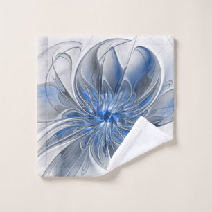 Abstracto Flor de arte fractal de color gris azul