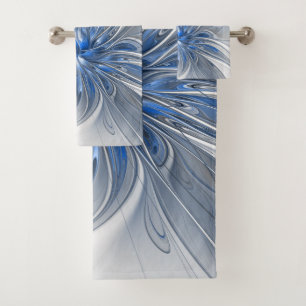 Abstracto Flor de arte fractal de color gris azul