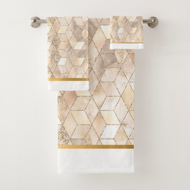 ABSTRACTO GEO BLOCK GOLD BRONZE BAÑO CONJUNTO DE T (In situ)