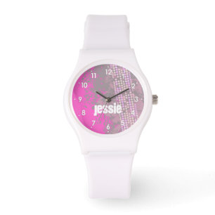 Abstracto nombre rosa número chicas reloj deportiv