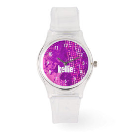 Abstracto nombre rosa número chicas reloj deportiv