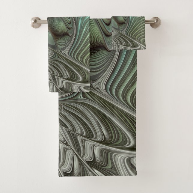 Abstracto Olive Sage Green Grey Fractal Art Fantas (In situ)