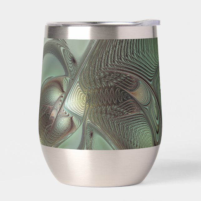 Abstracto Olive Sage Green Grey Fractal Art Fantas (Izquierdo)