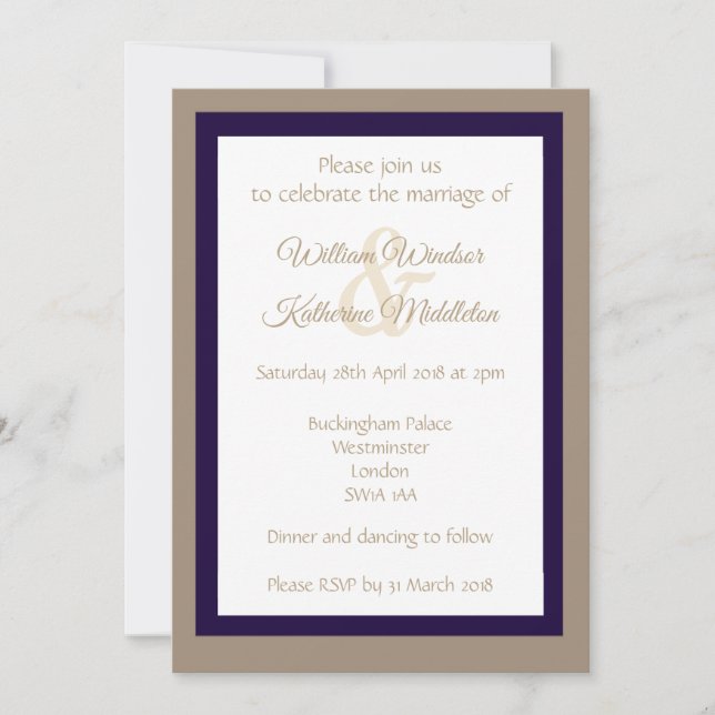 Abstracto oro púrpura doble cara Boda Invitación (Anverso)