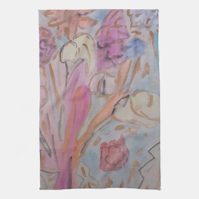 Abstracto Pastel Té Floral Toalla (Vertical)