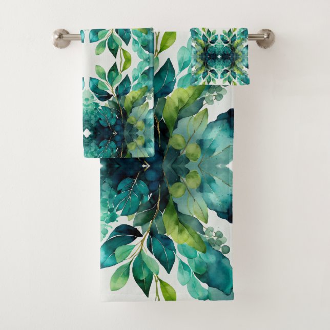 Abstracto Turquesa, Verde, Esmeralda, Botánico (In situ)
