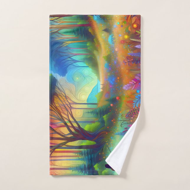 Abstrakte Waldlandschafts Grafik (Toalla de mano)