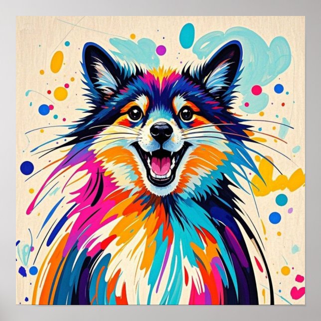 Abstrato oso lindo divertido arte animal feliz (Frente)