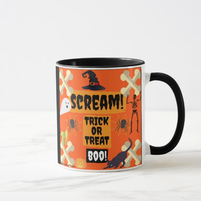 ¡Abucheo de Halloween! Negro taza combinada de 11 (Derecha)