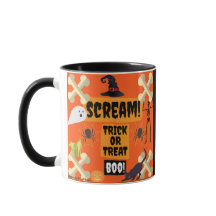 ¡Abucheo de Halloween! Negro taza combinada de 11