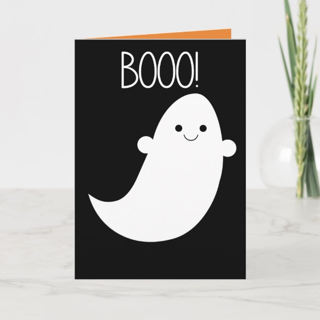 ¡Abucheo! Tarjeta de Halloween del fantasma (Anverso)