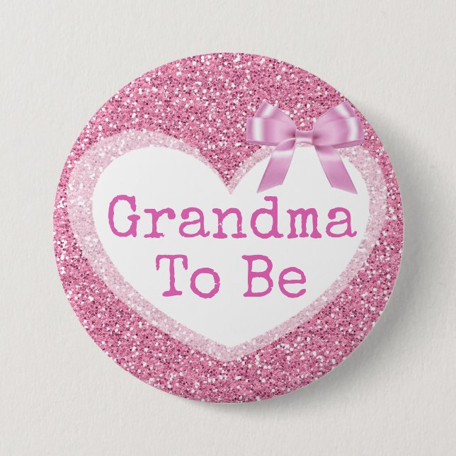 Abuela a ser botón rosado de Baby Shower del arco (Anverso)