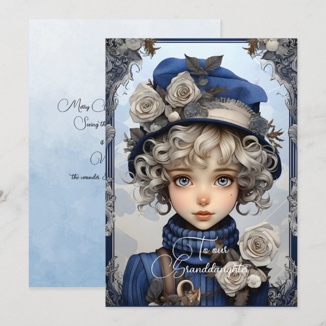 Abuela Blonde Haired Chicas Navidades desea (Anverso / Reverso)